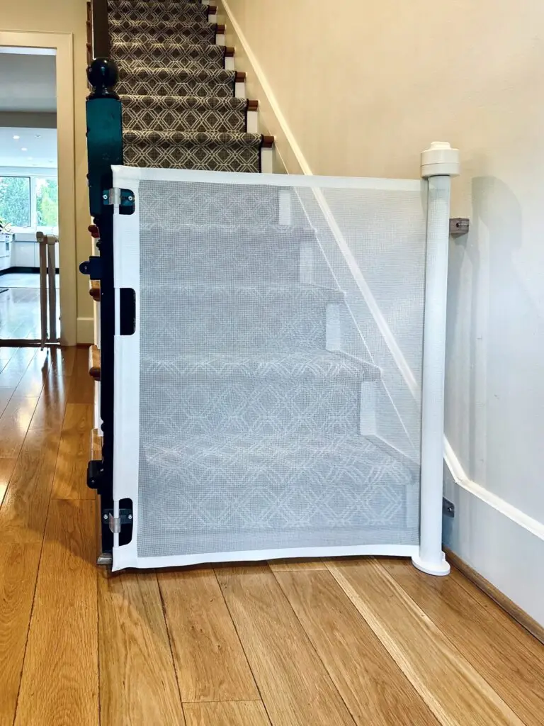 Stair gate blocking access upstairs