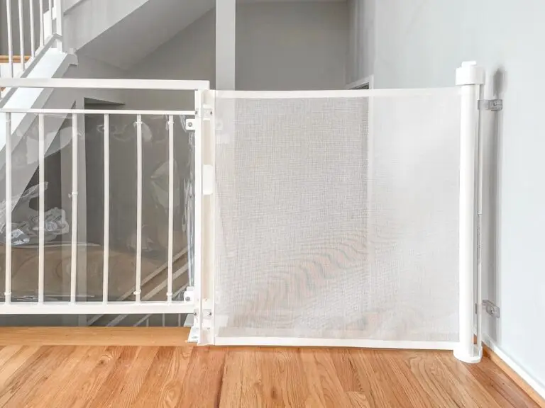 White safety gate in modern home