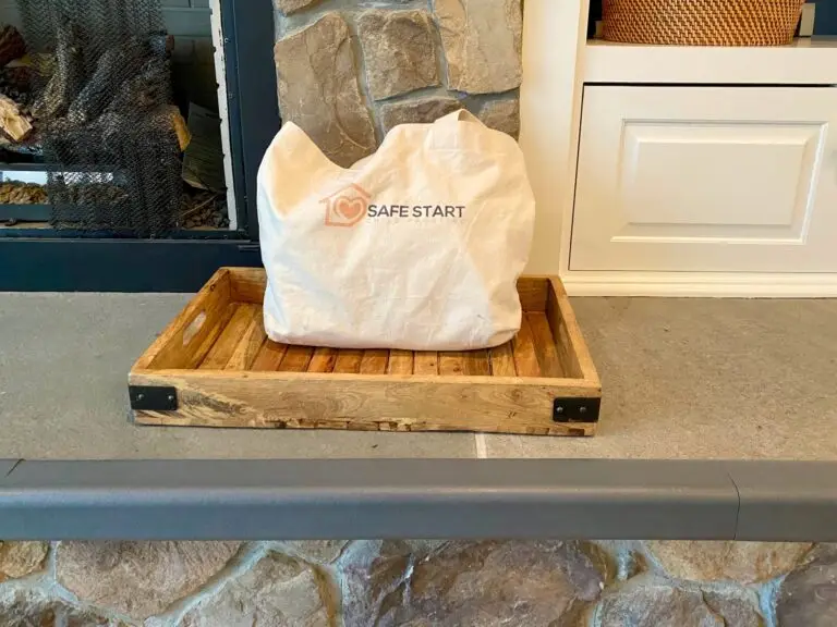 Gray hearth padding on stone hearth
