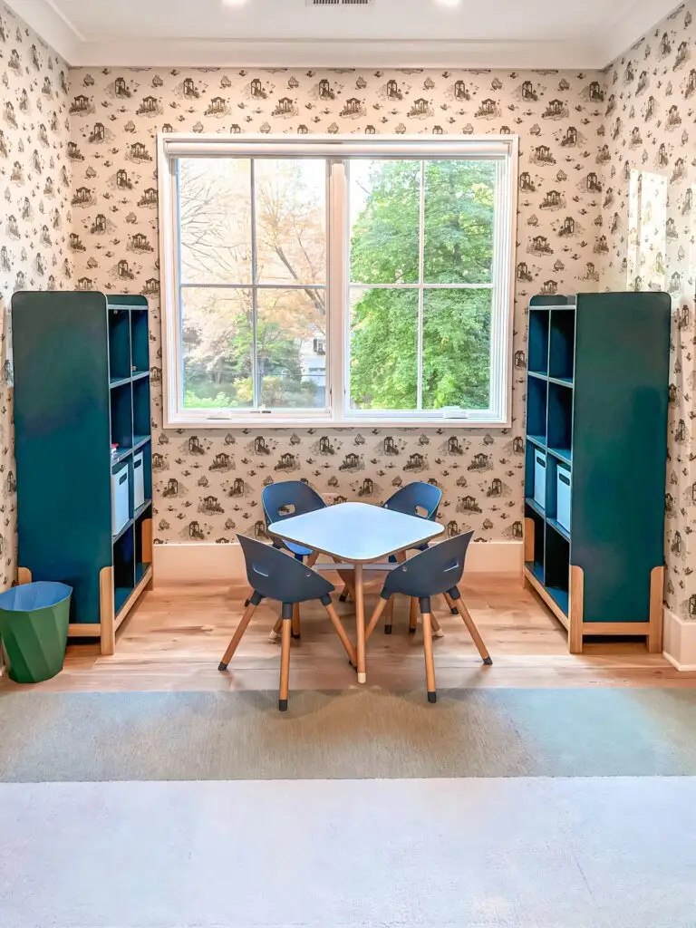 Bright children's playroom with furniture