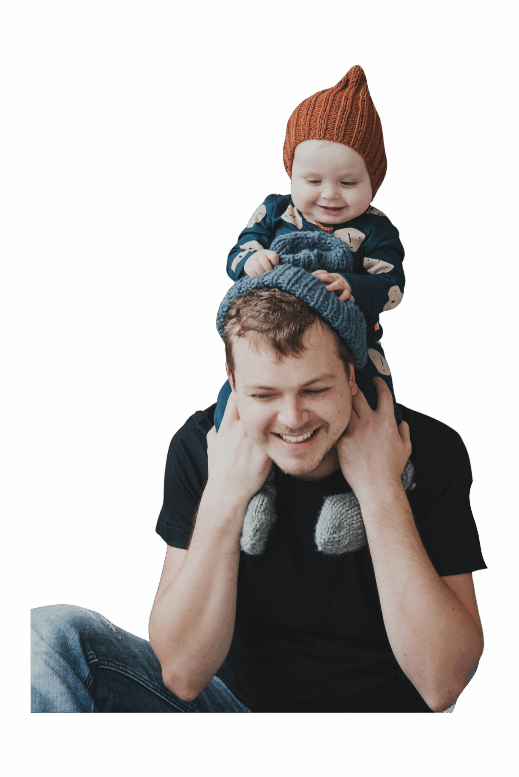 Dad with baby on shoulders