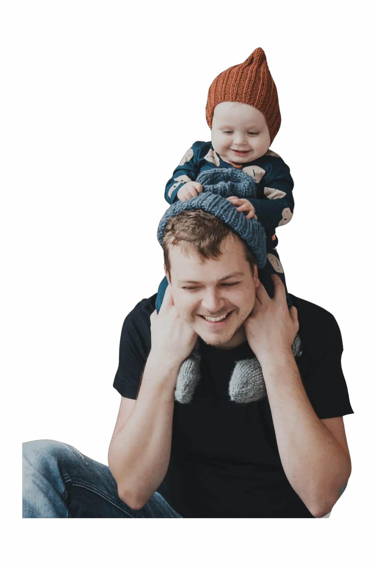 Dad with baby on shoulders