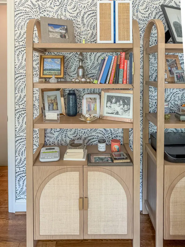 Office bookshelf anchored to the wall in a bethesda, md home