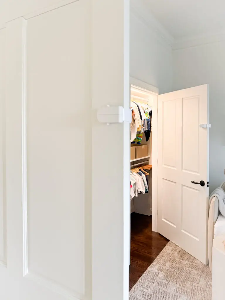 Hug lock securing the nursery closet doors in a maryland home