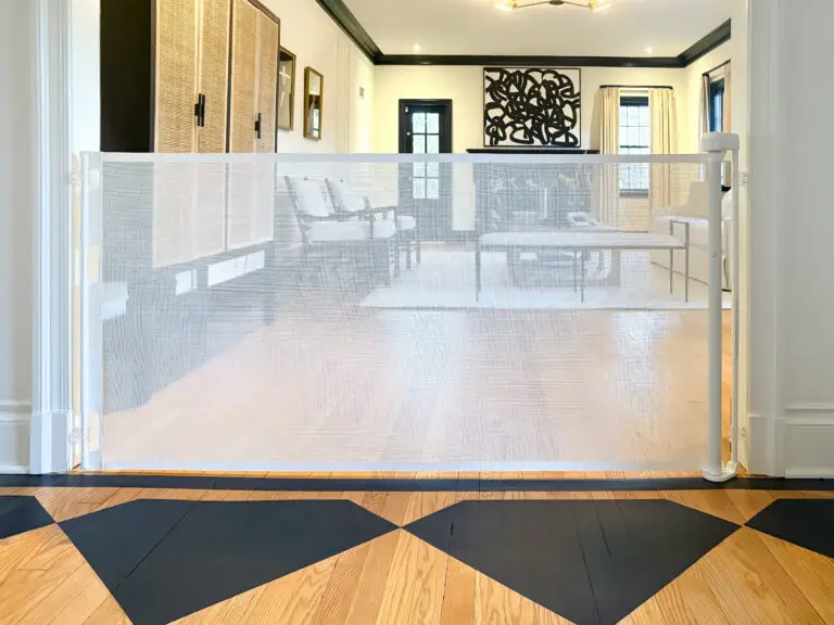 Retractable gate in living room entry