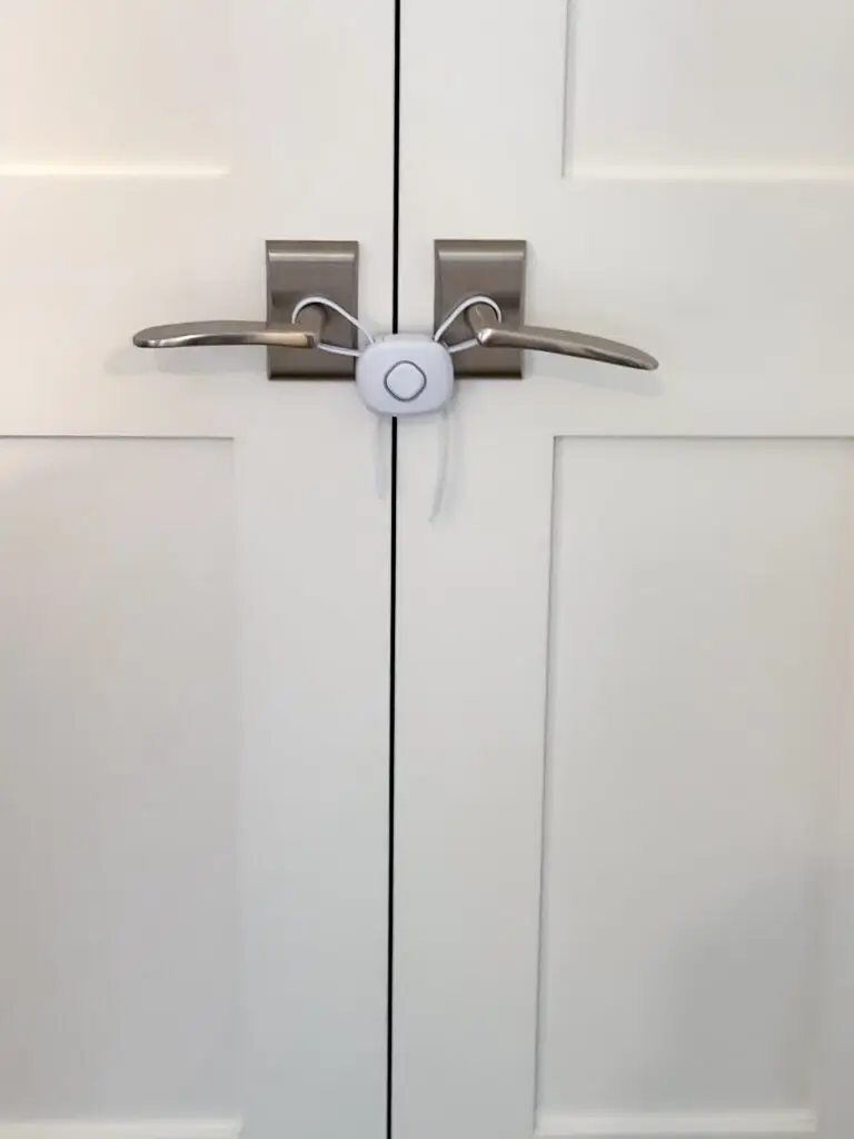 Dual flex lock securing the double closet doors in a bethesda, md home