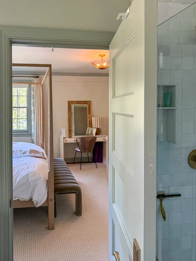 Bedroom door with a glide lock installed at the top in a forest hills, dc home